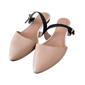 Sigerson Morrison Slip On Pointed Toe Flat Heel Mule Shoes Beige Women's Size 7B